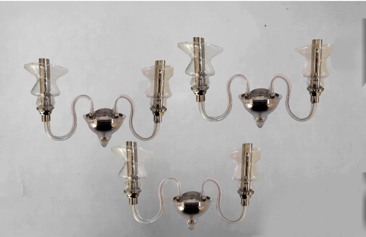 3 Two-light Murano glass wall sconce by Sylcom, 1990s 4