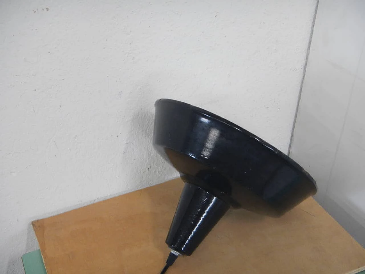 D30 black metal ceiling lamp, 1950s 5