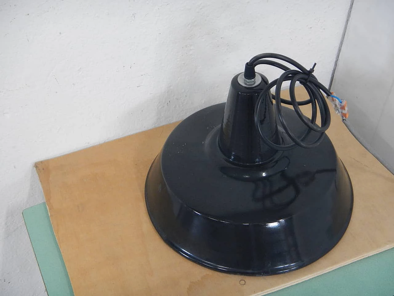 D30 black metal ceiling lamp, 1950s 6