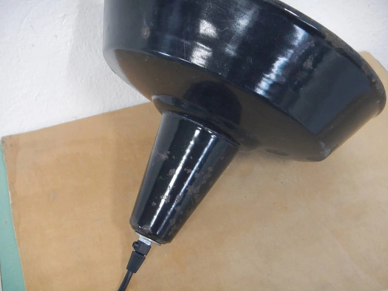 D30 black metal industrial chandelier, 1950s 5