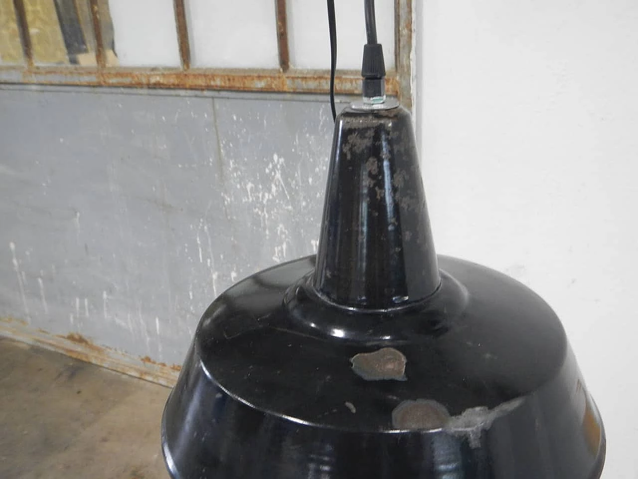 D30 black metal industrial chandelier, 1950s 6