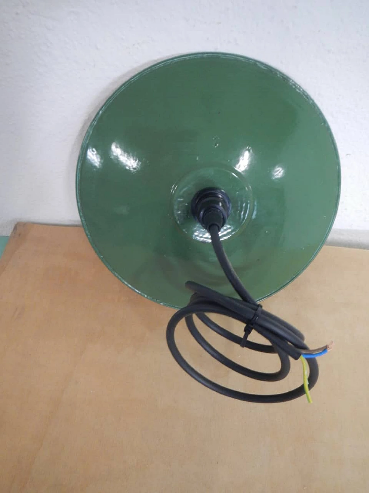 Sage green metal ceiling lamp, 1940s 5