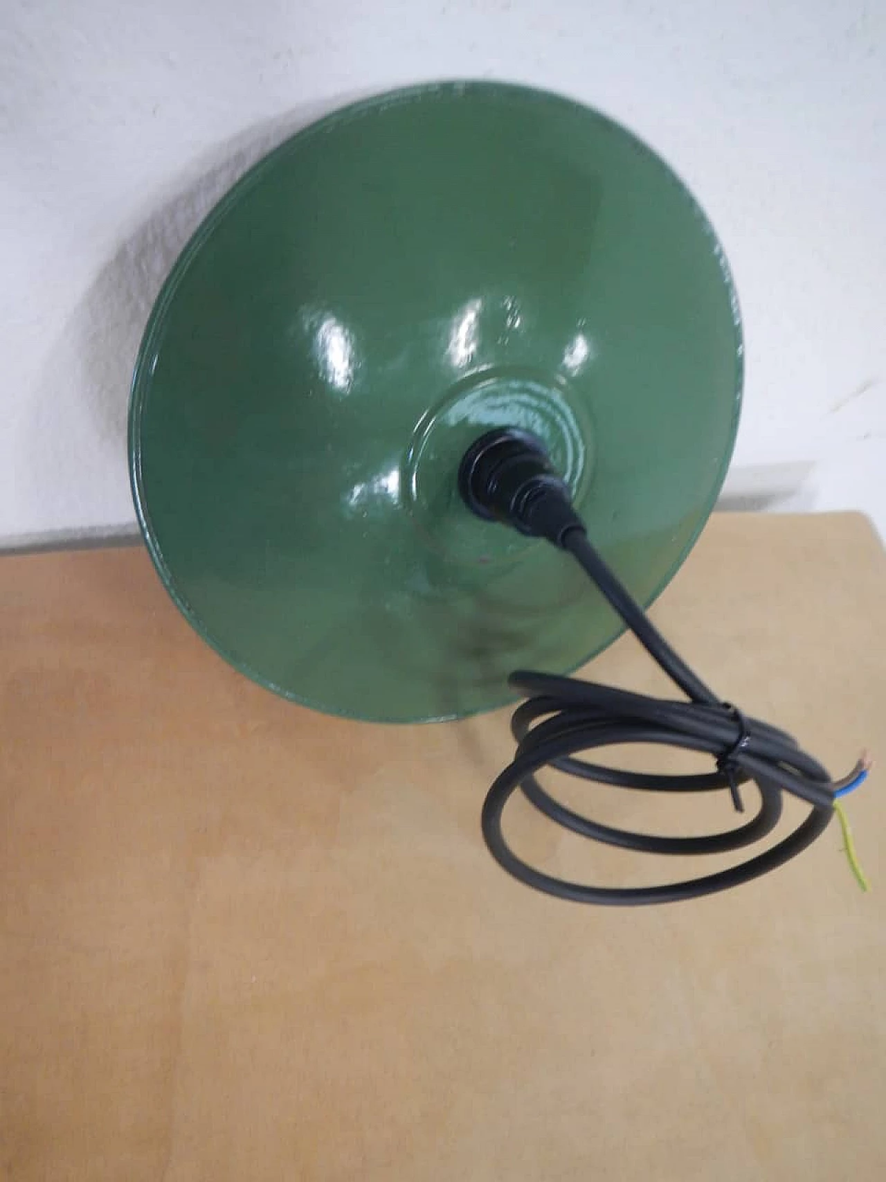 Sage green metal ceiling lamp, 1940s 6