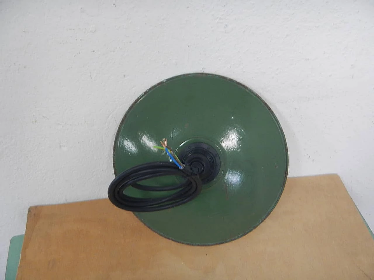 Green metal chandelier, 1940s 2