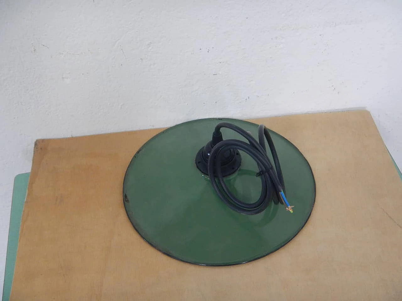 Green metal chandelier, 1940s 4