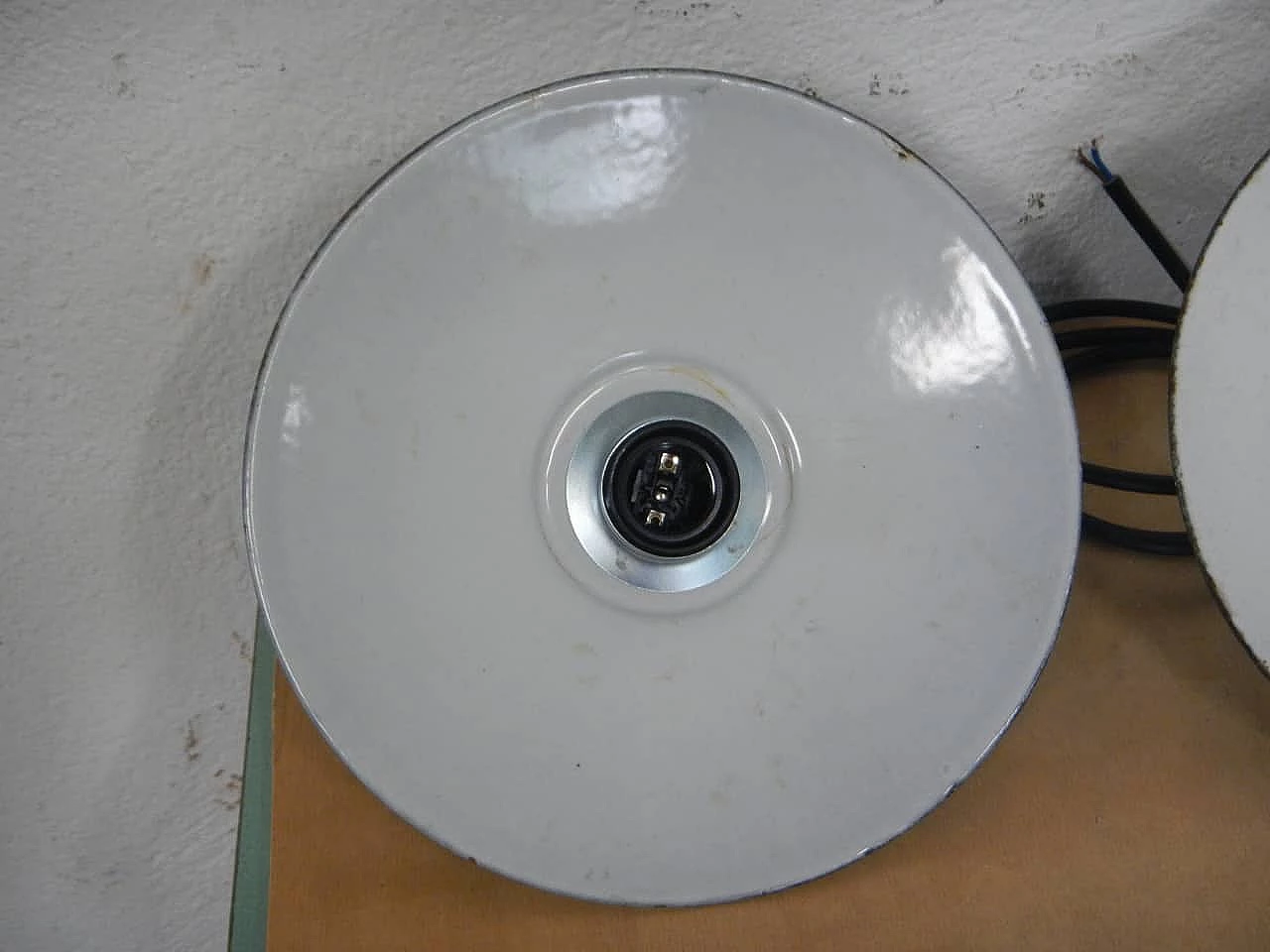 Pair of green metal chandeliers, 1940s 8