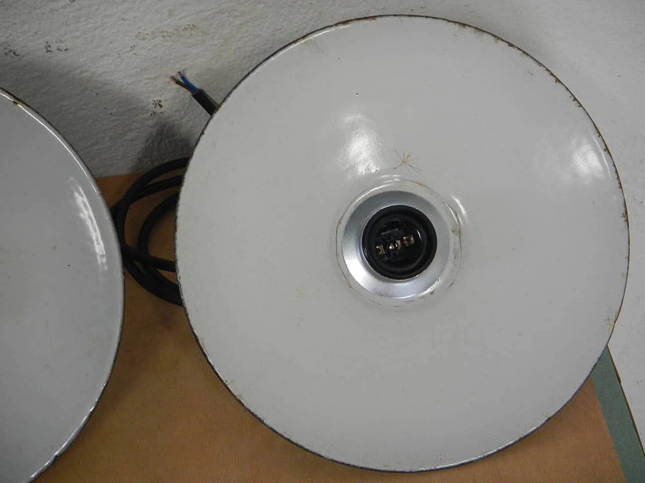 Pair of green metal chandeliers, 1940s 9