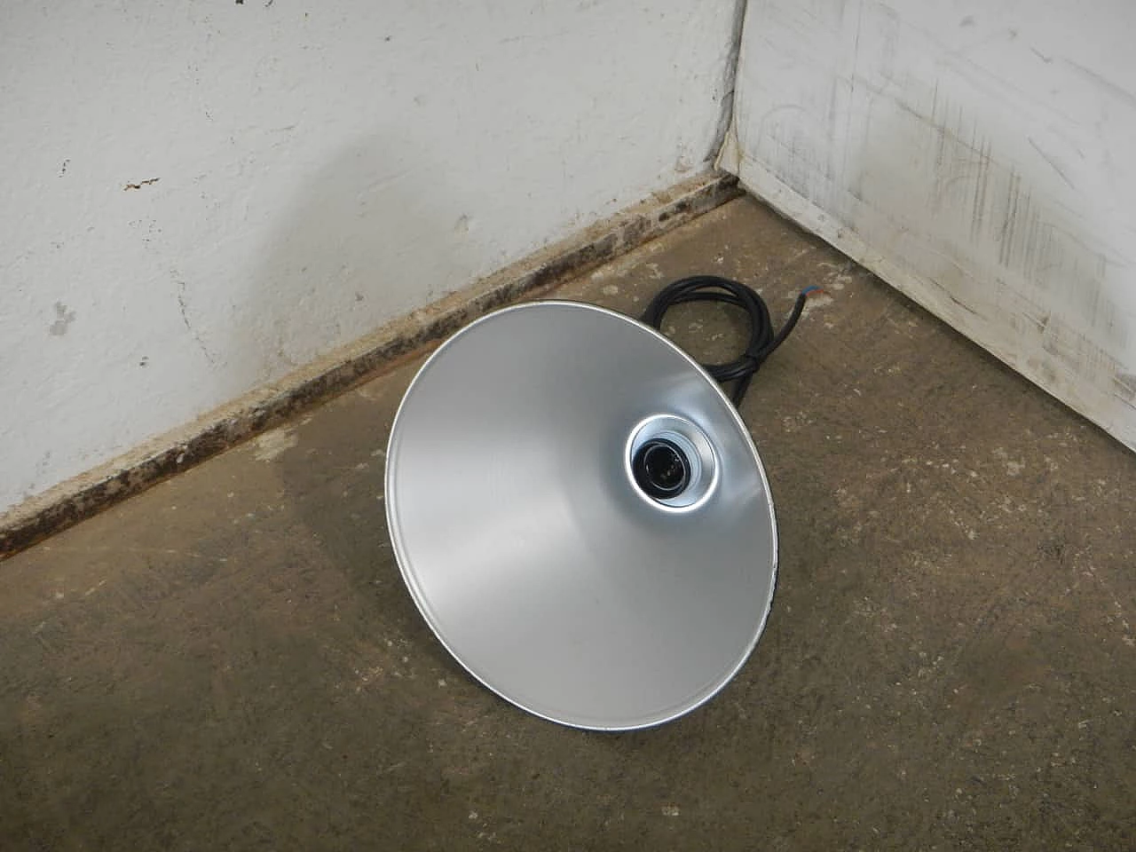 Green metal conical ceiling lamp, 1970s 3