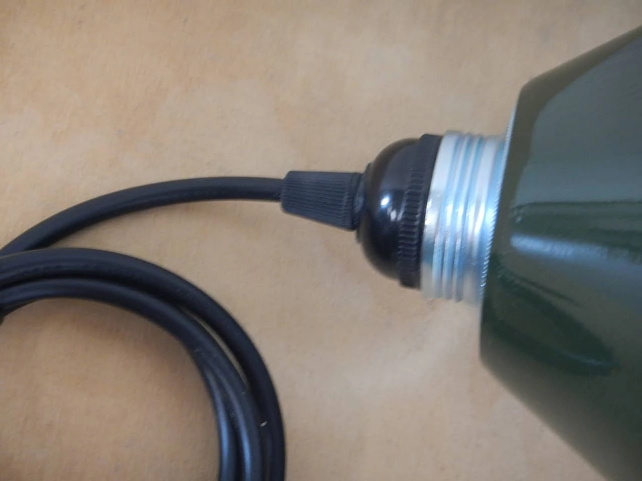 Green metal conical ceiling lamp, 1970s 5