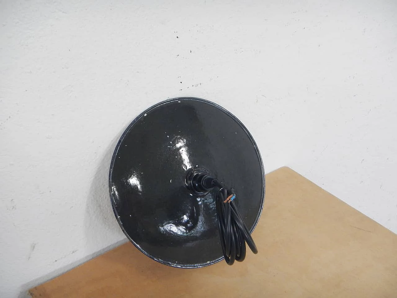 Black and white metal ceiling lamp, 1940s 4