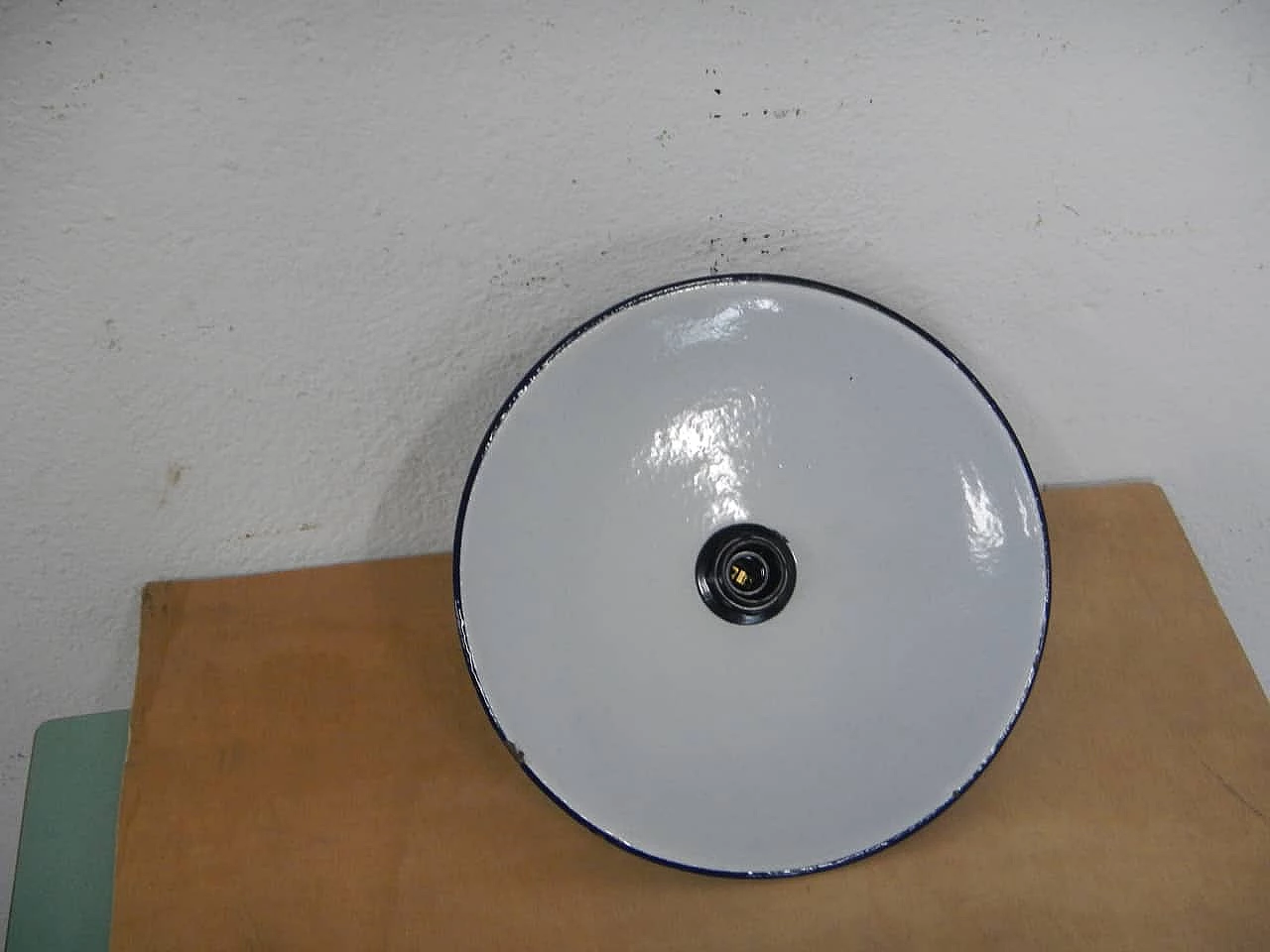 Black and white metal ceiling lamp, 1940s 5