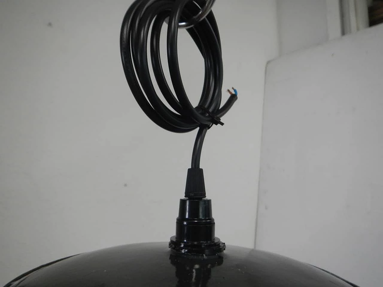 Black and white metal ceiling lamp, 1940s 9