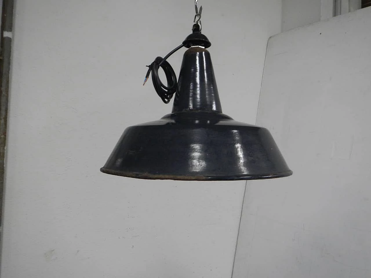 Lampada da soffitto in metallo nero, anni '40 1