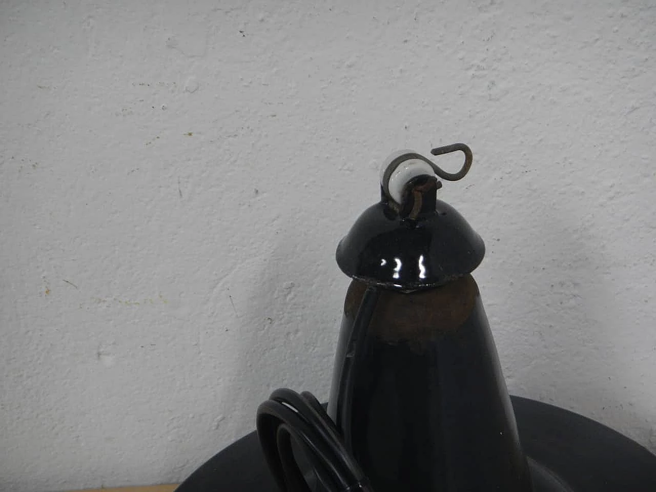 Black metal ceiling lamp, 1940s 7