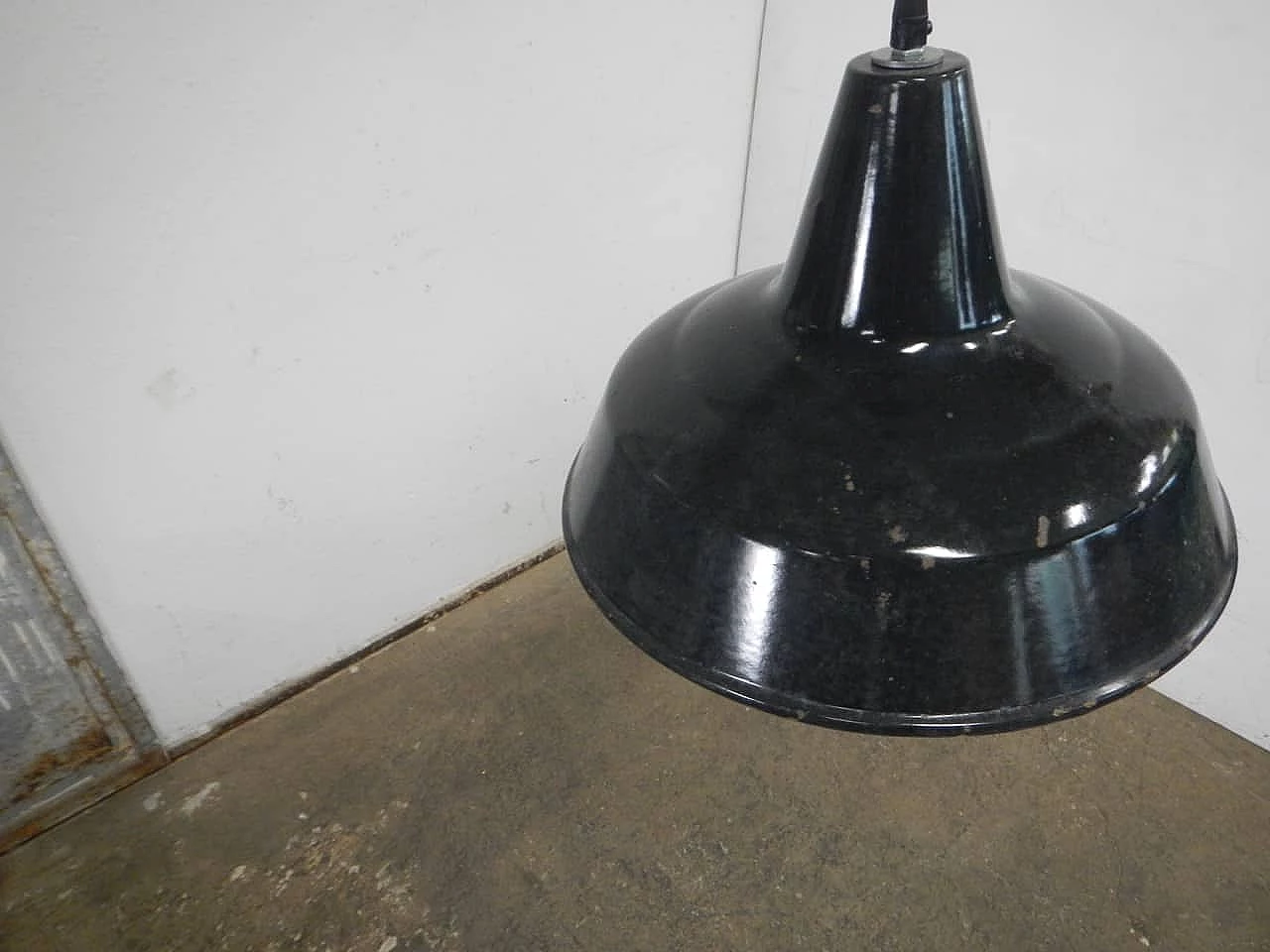 D34 black metal ceiling lamp, 1940s 2