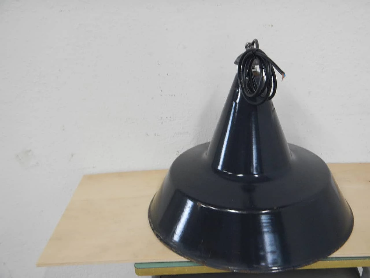 Black and white metal ceiling lamp D45, 1940s 3