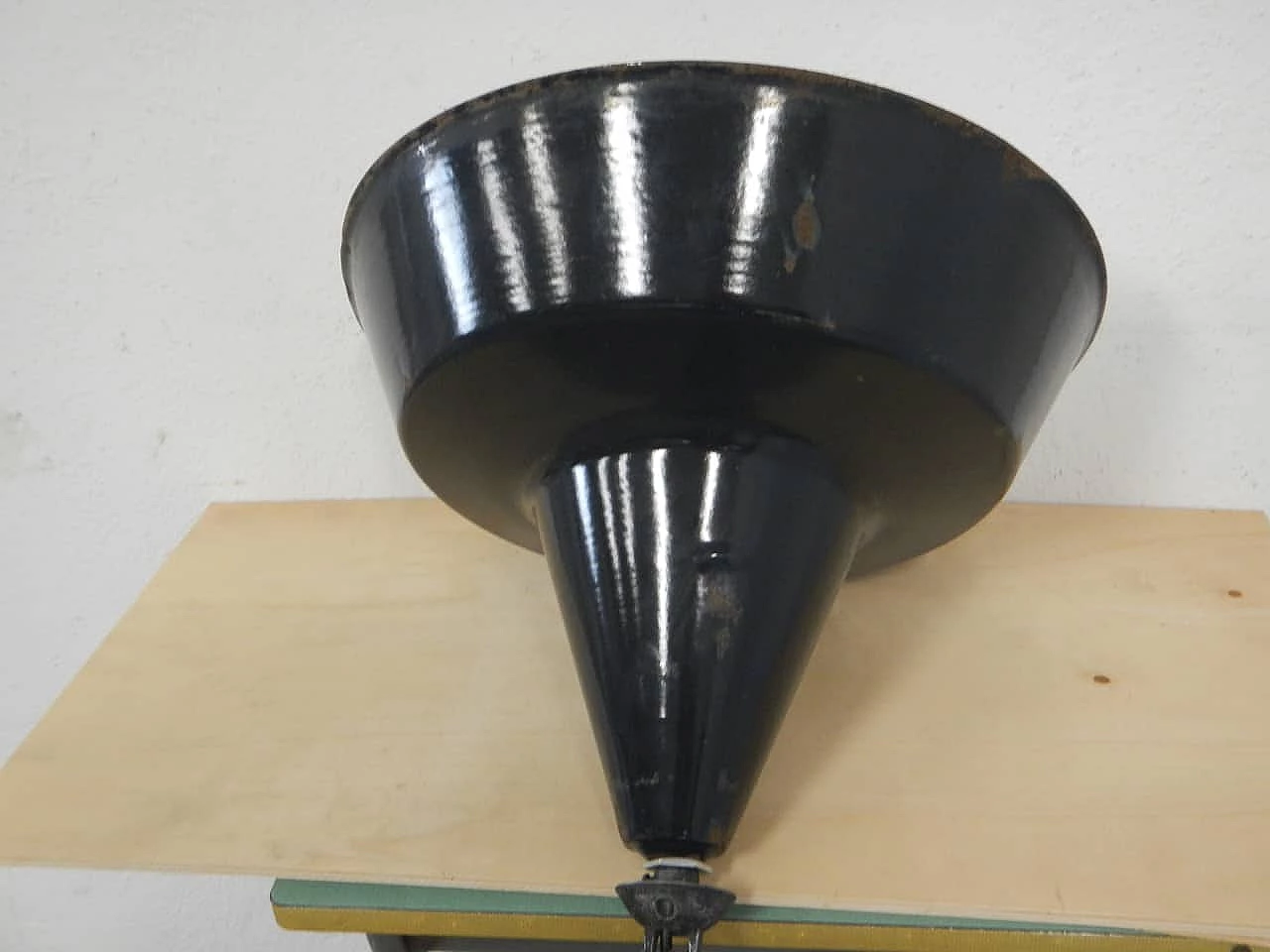 Black and white metal ceiling lamp D45, 1940s 4