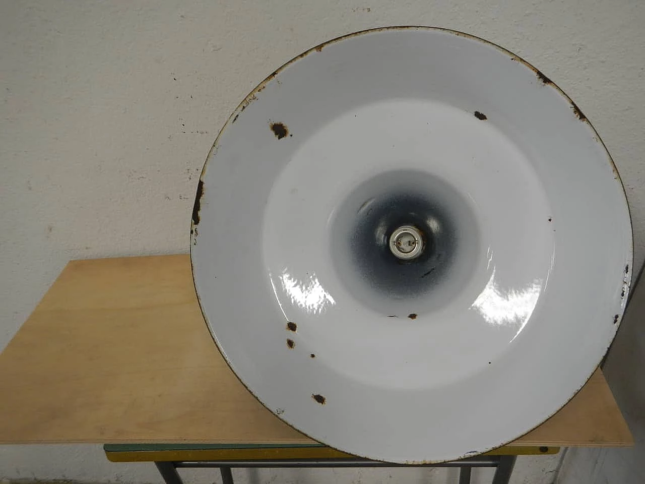 Black and white metal ceiling lamp D45, 1940s 5