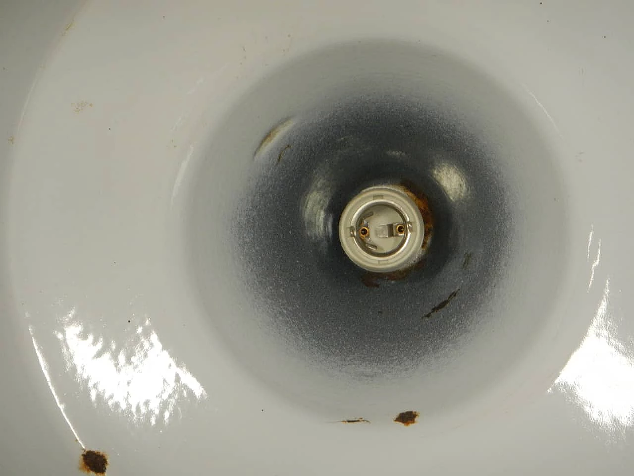 Black and white metal ceiling lamp D45, 1940s 6