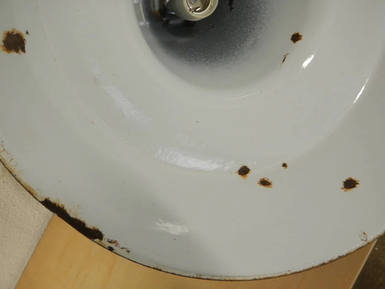 Black and white metal ceiling lamp D45, 1940s 7