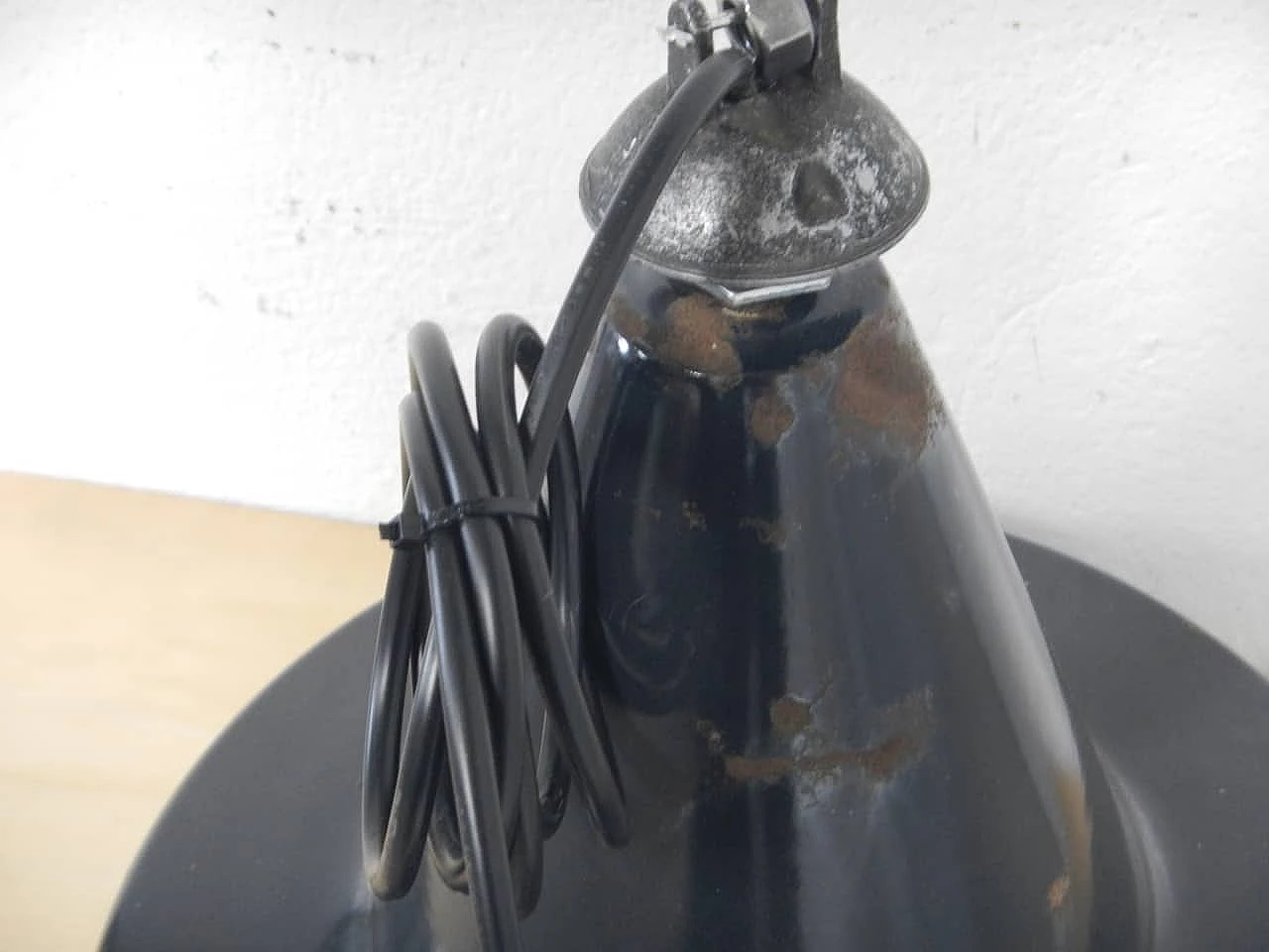 Black and white metal ceiling lamp D45, 1940s 8