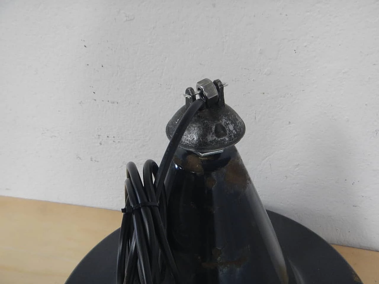 Black and white metal ceiling lamp D45, 1940s 9