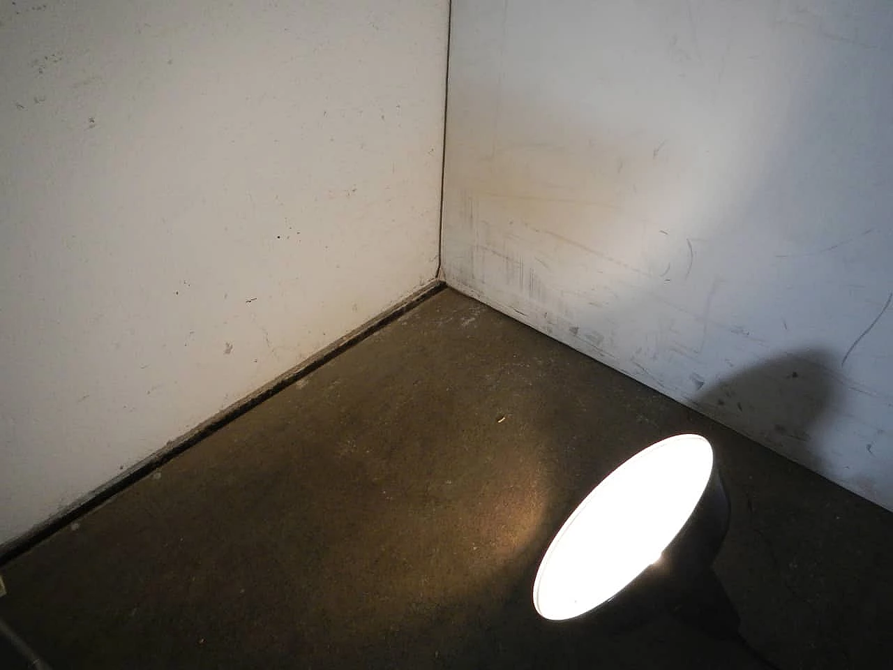 Black metal ceiling lamp with white inside, 1940s 9