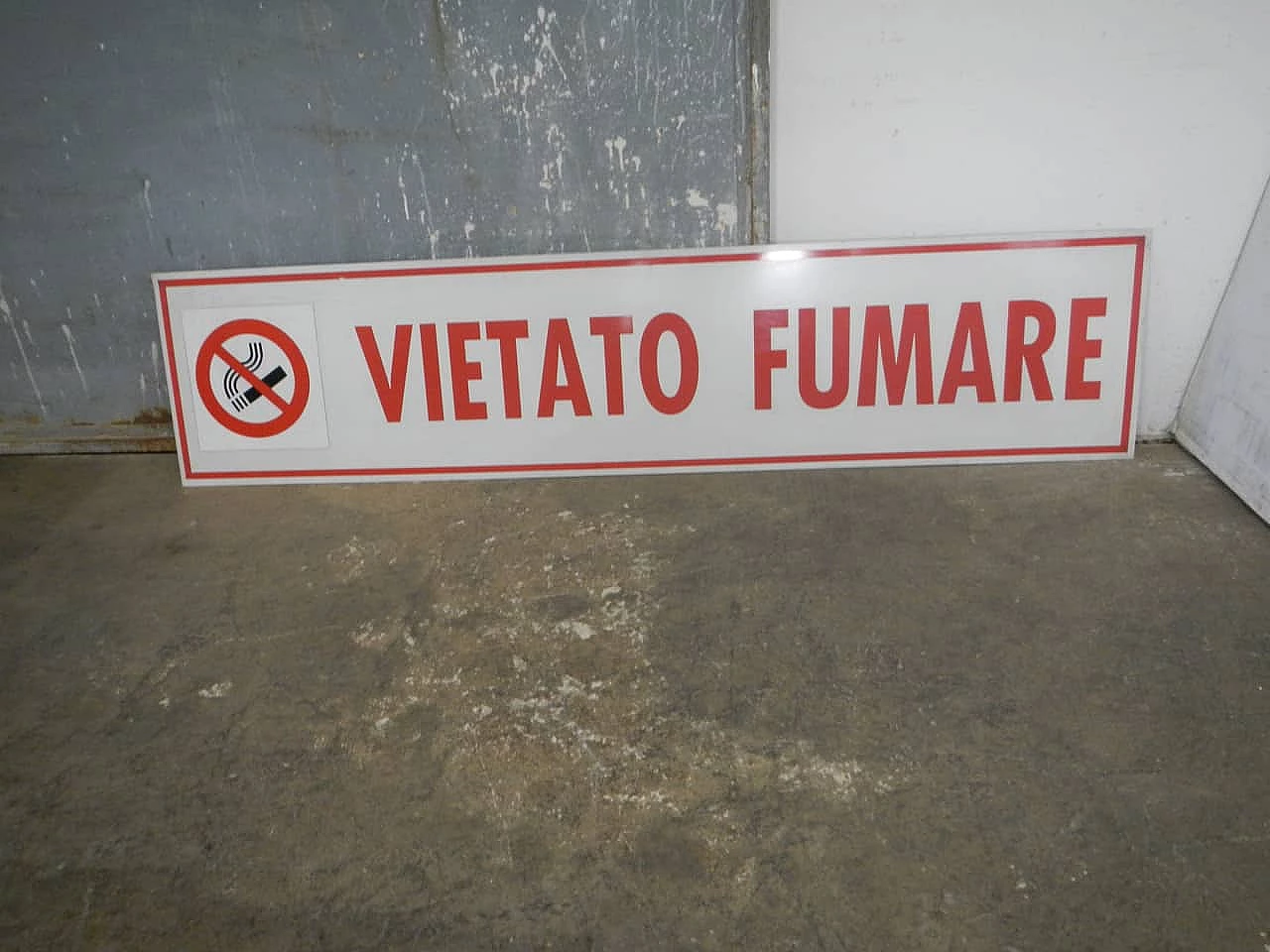 Aluminum Vietato fumare sign, 1970s 2