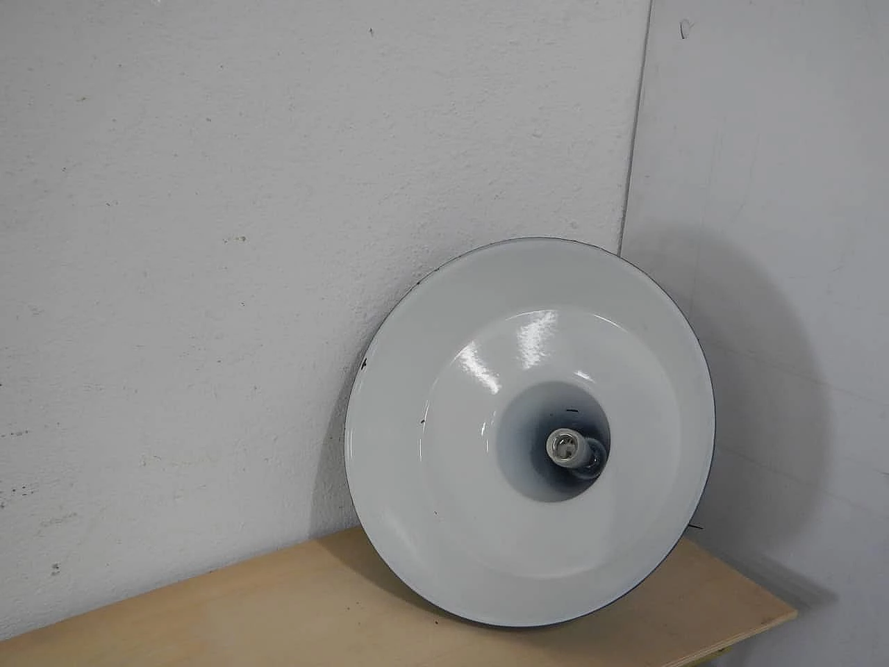 Black metal ceiling lamp and white inside, 1940s 6