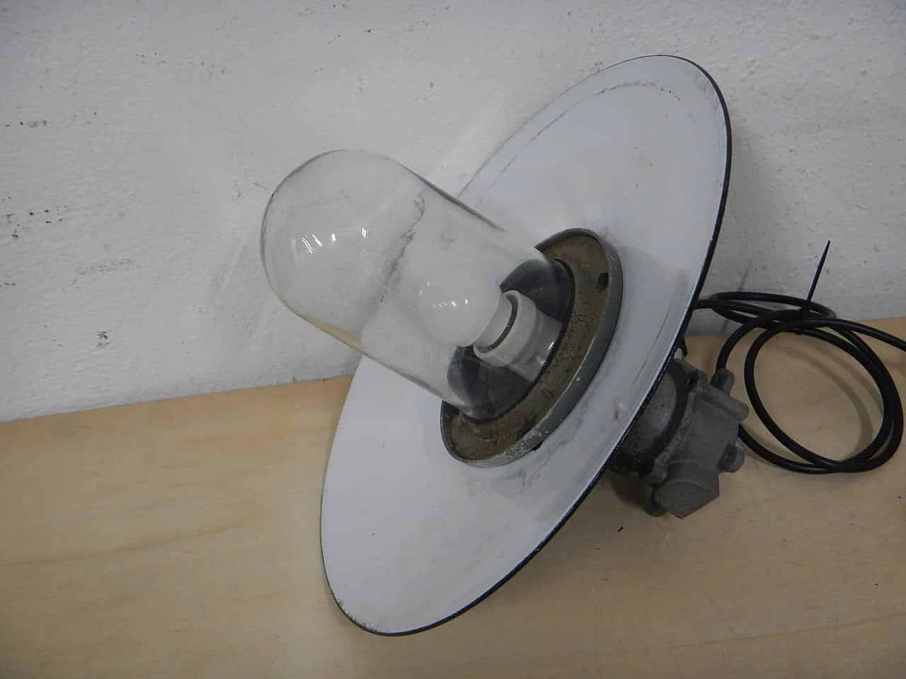Metal and glass outdoor hanging lamp, 1940s 4