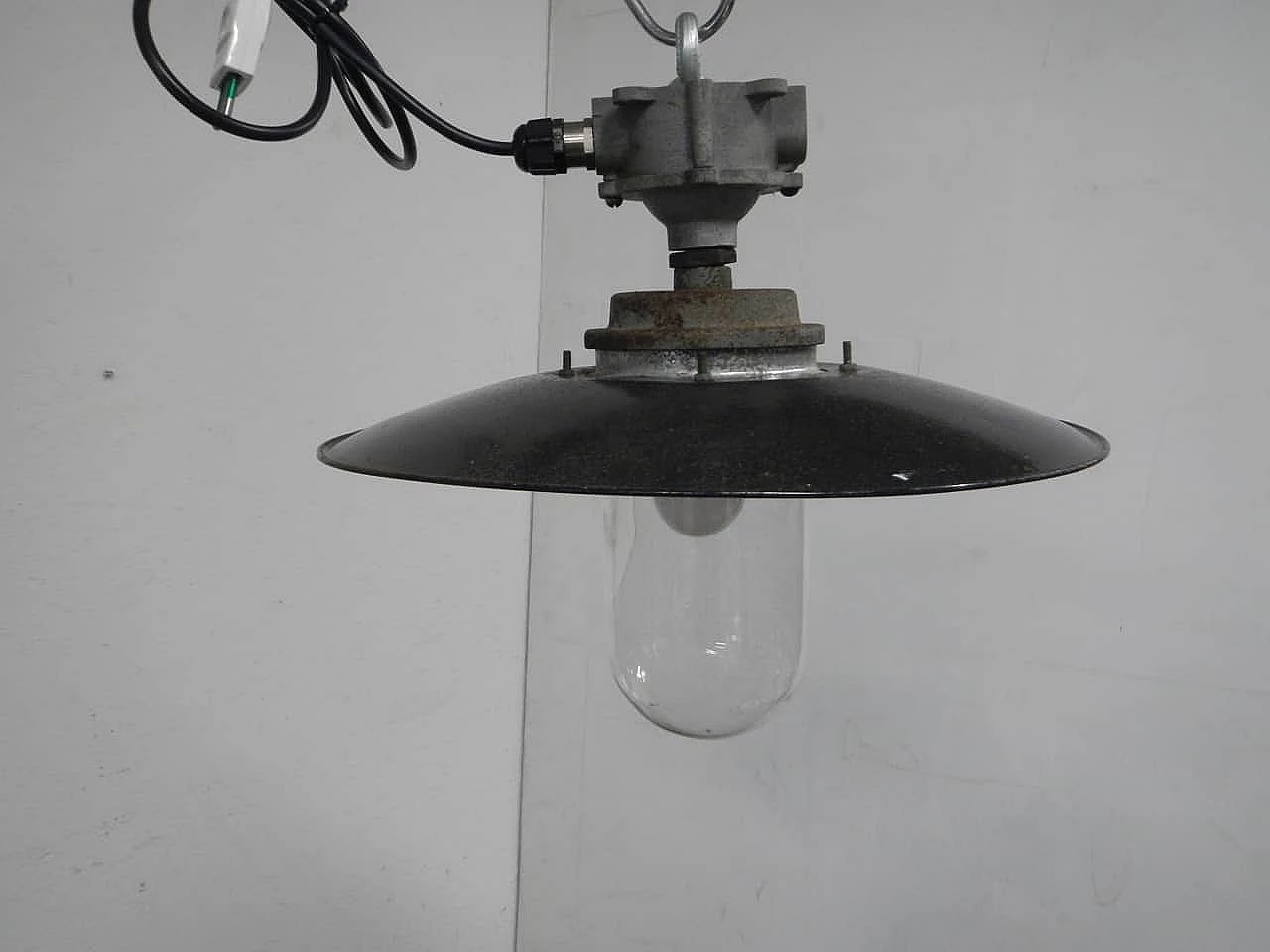Metal and glass outdoor hanging lamp, 1940s 5