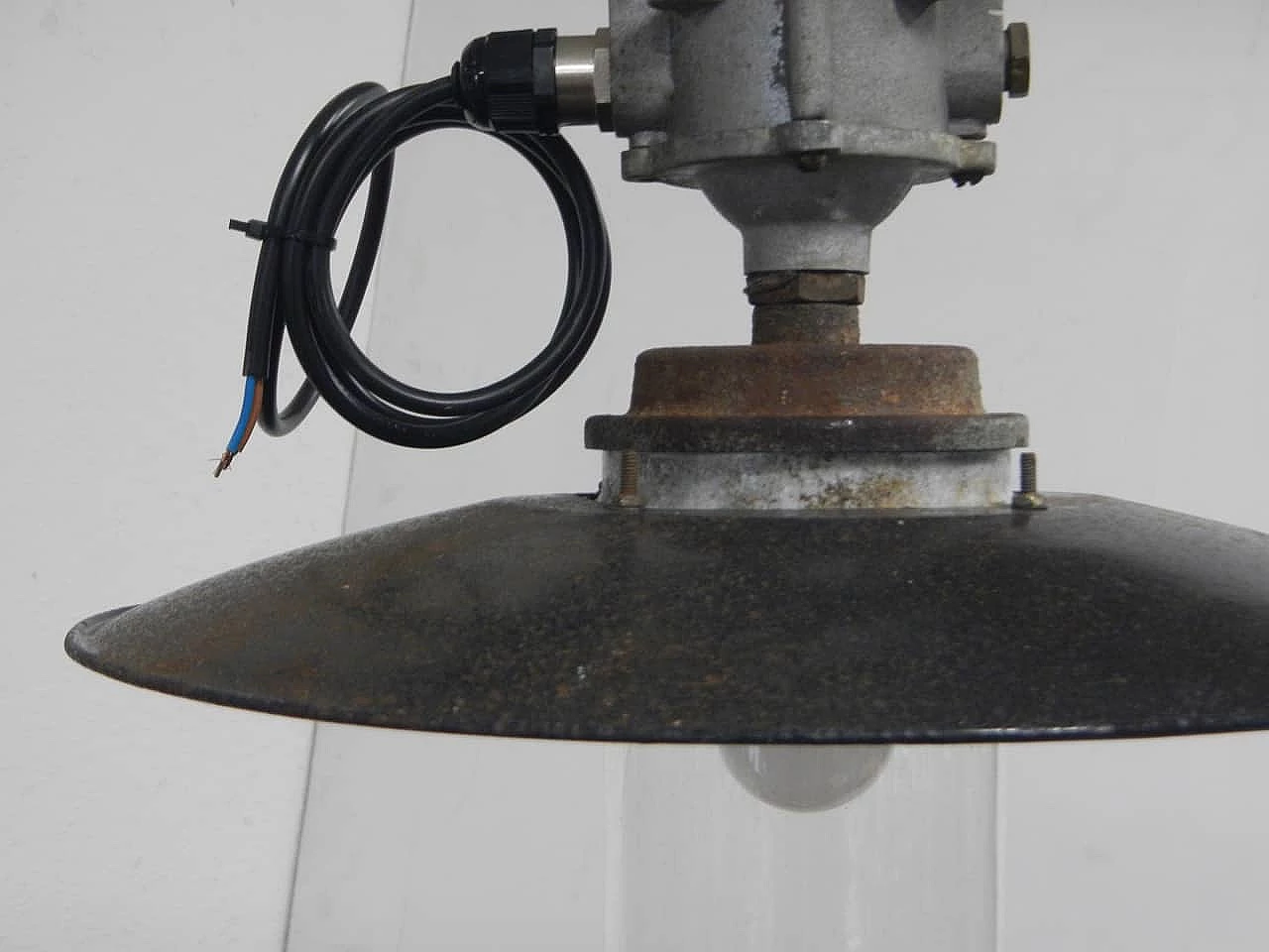 Metal and glass outdoor hanging lamp, 1940s 8