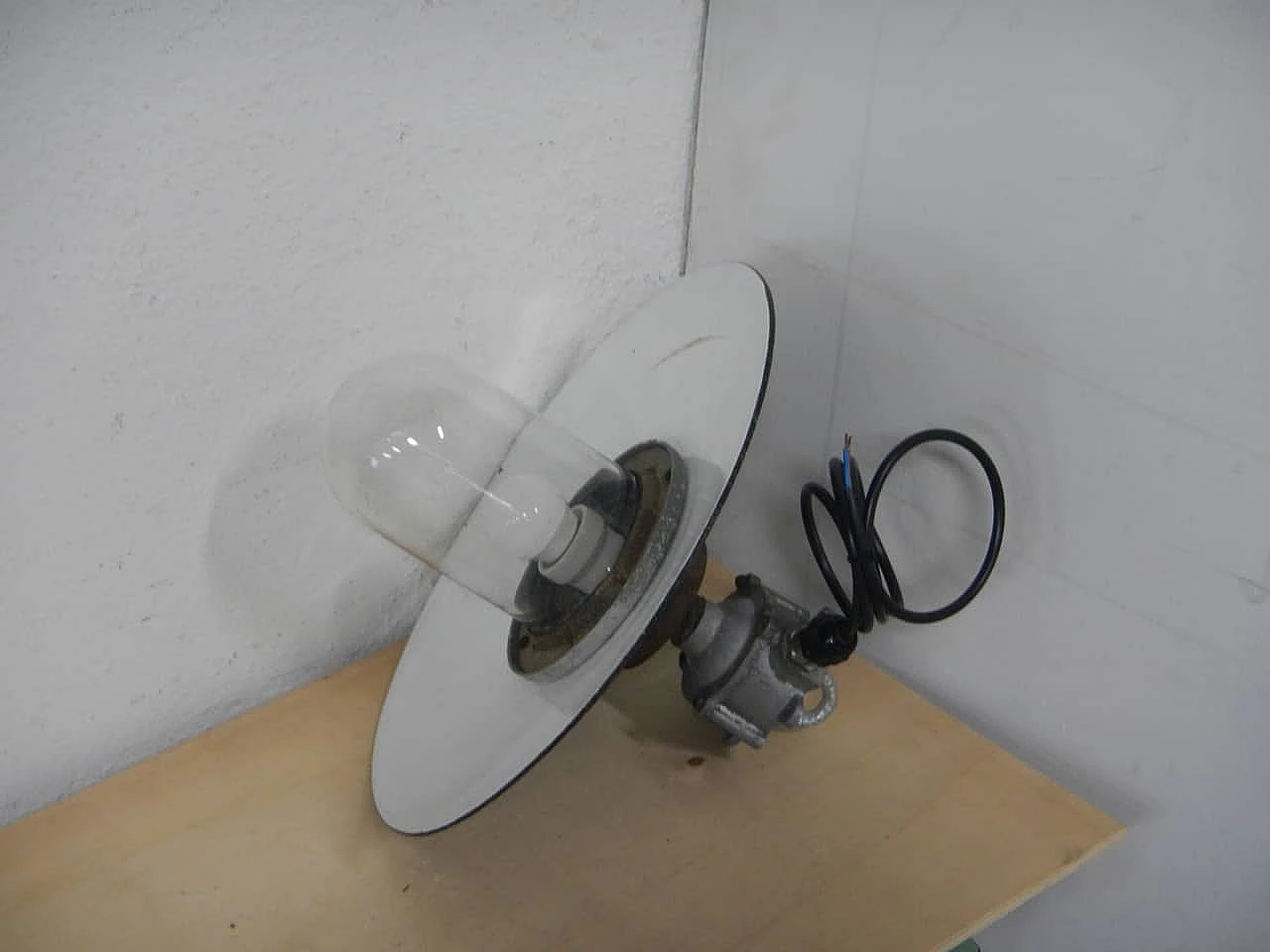 Metal and glass outdoor hanging lamp, 1940s 9