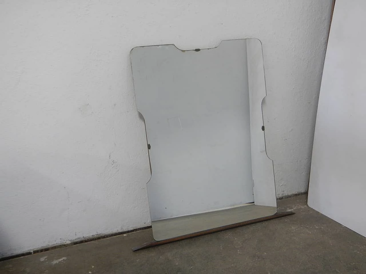 Shaped mirror with brass supports, 1940s 1