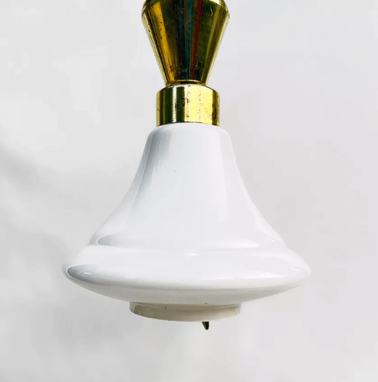 Lampada a sospensione in ottone e vetro di Kamenický Šenov, anni '50 6