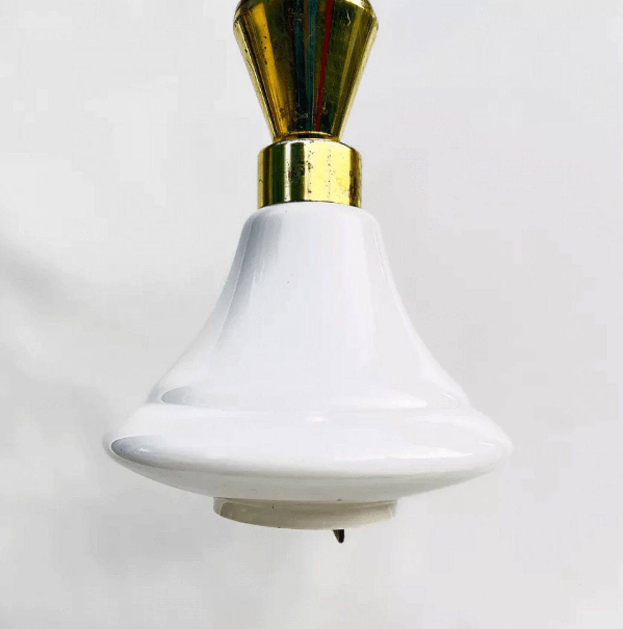 Brass and glass hanging lamp by Kamenický Šenov, 1950s 6