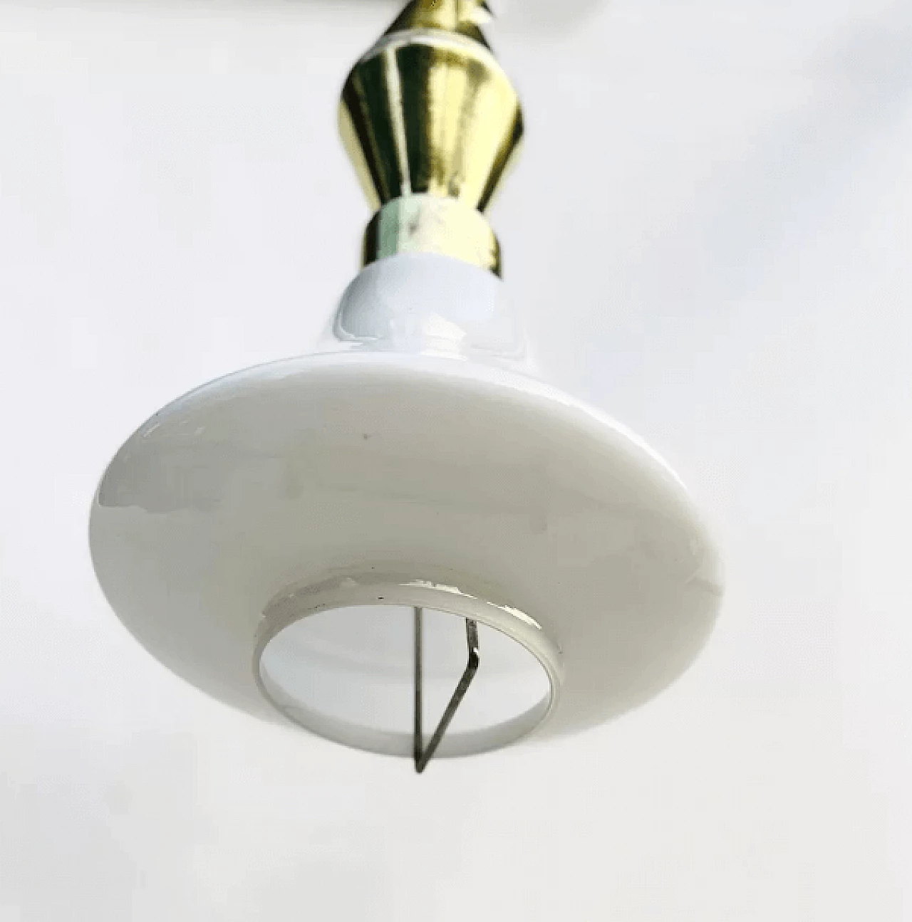 Brass and glass hanging lamp by Kamenický Šenov, 1950s 8