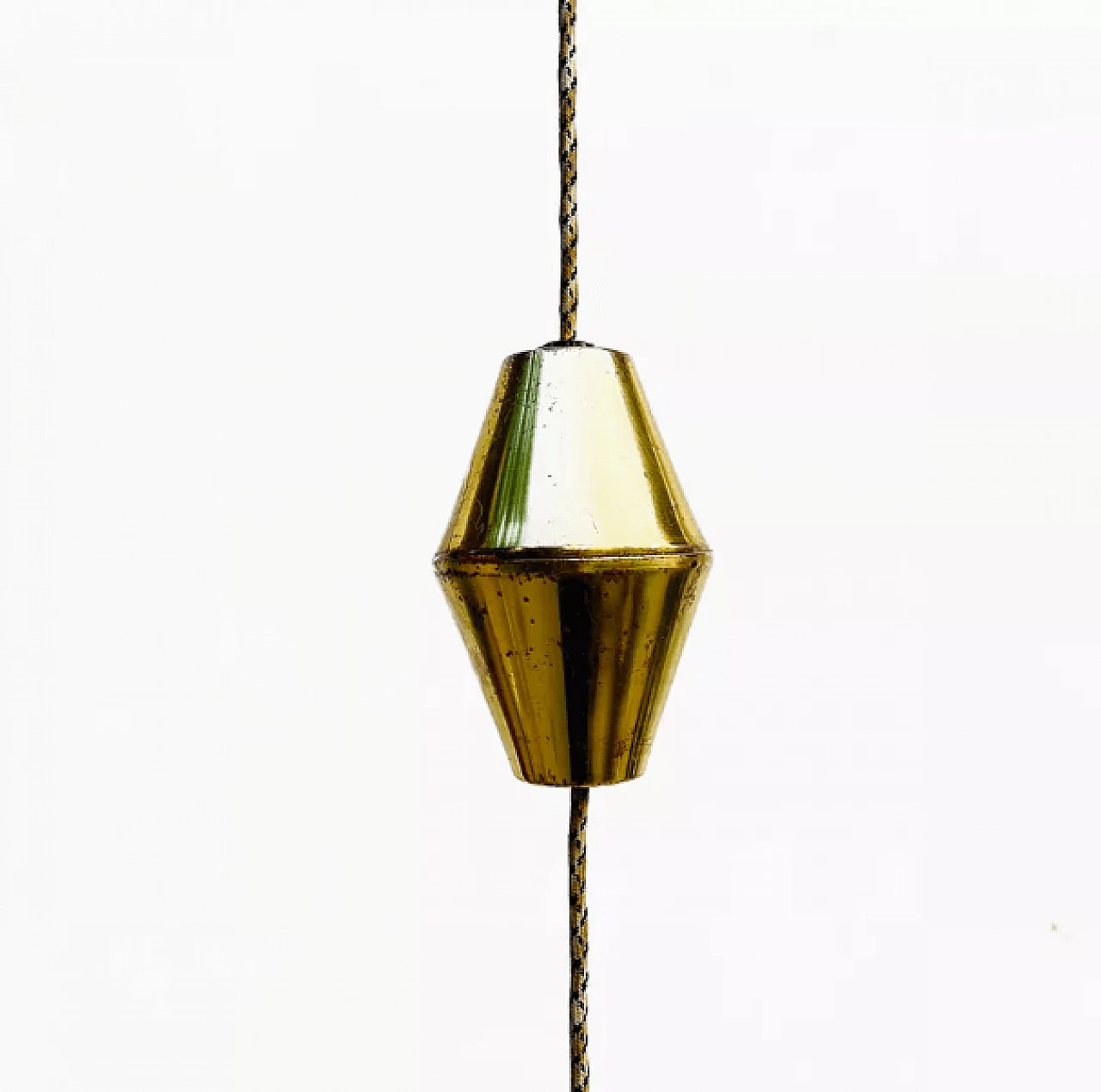 Lampada a sospensione in ottone e vetro di Kamenický Šenov, anni '50 10