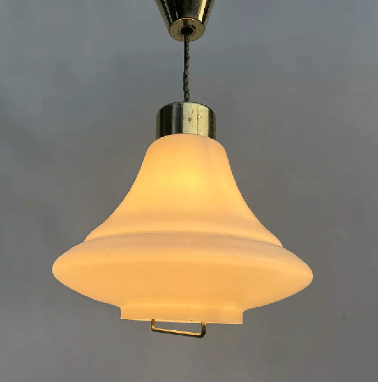 Brass and glass hanging lamp by Kamenický Šenov, 1950s 14