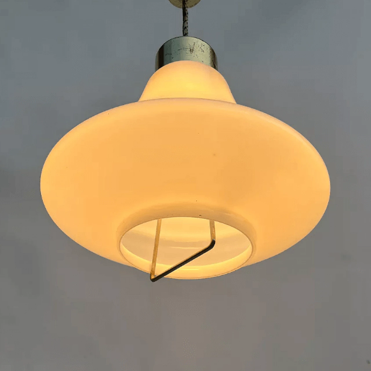 Brass and glass hanging lamp by Kamenický Šenov, 1950s 15