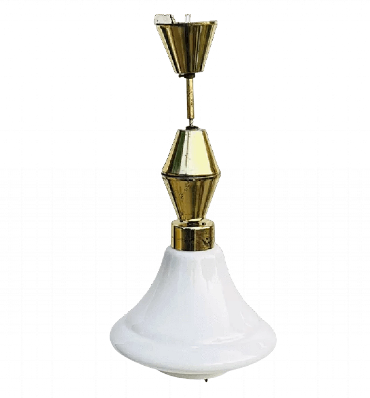 Brass and glass hanging lamp by Kamenický Šenov, 1950s 17