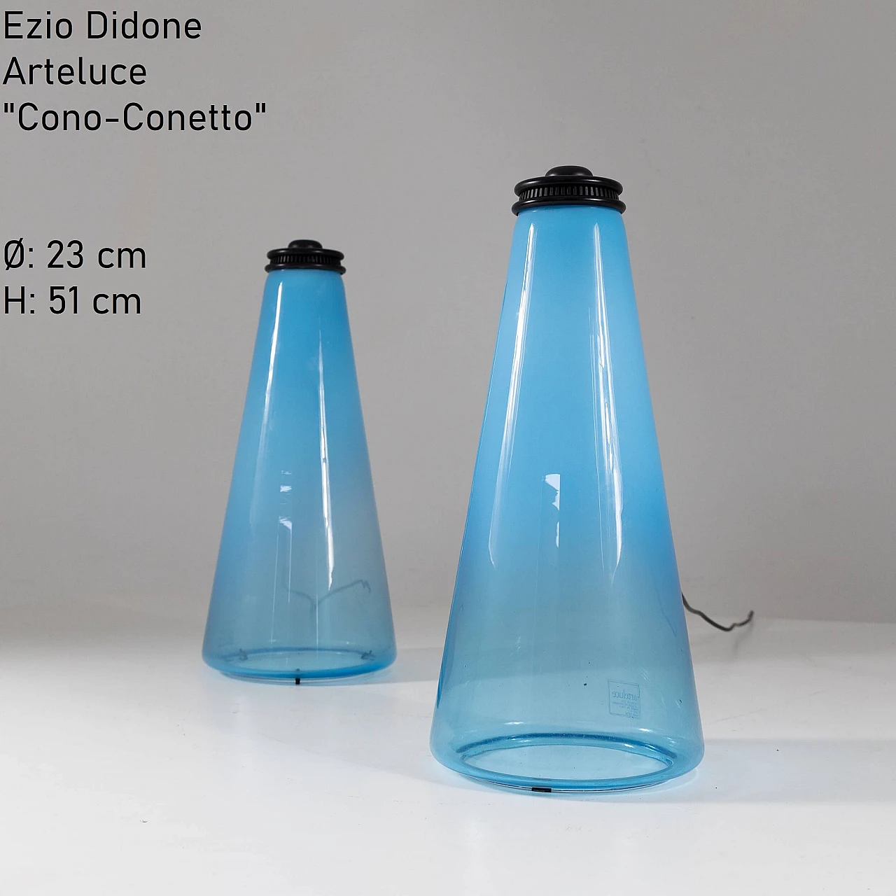 Pair of Cono table lamps by Ezio Didone for Arteluce, 1970s 5