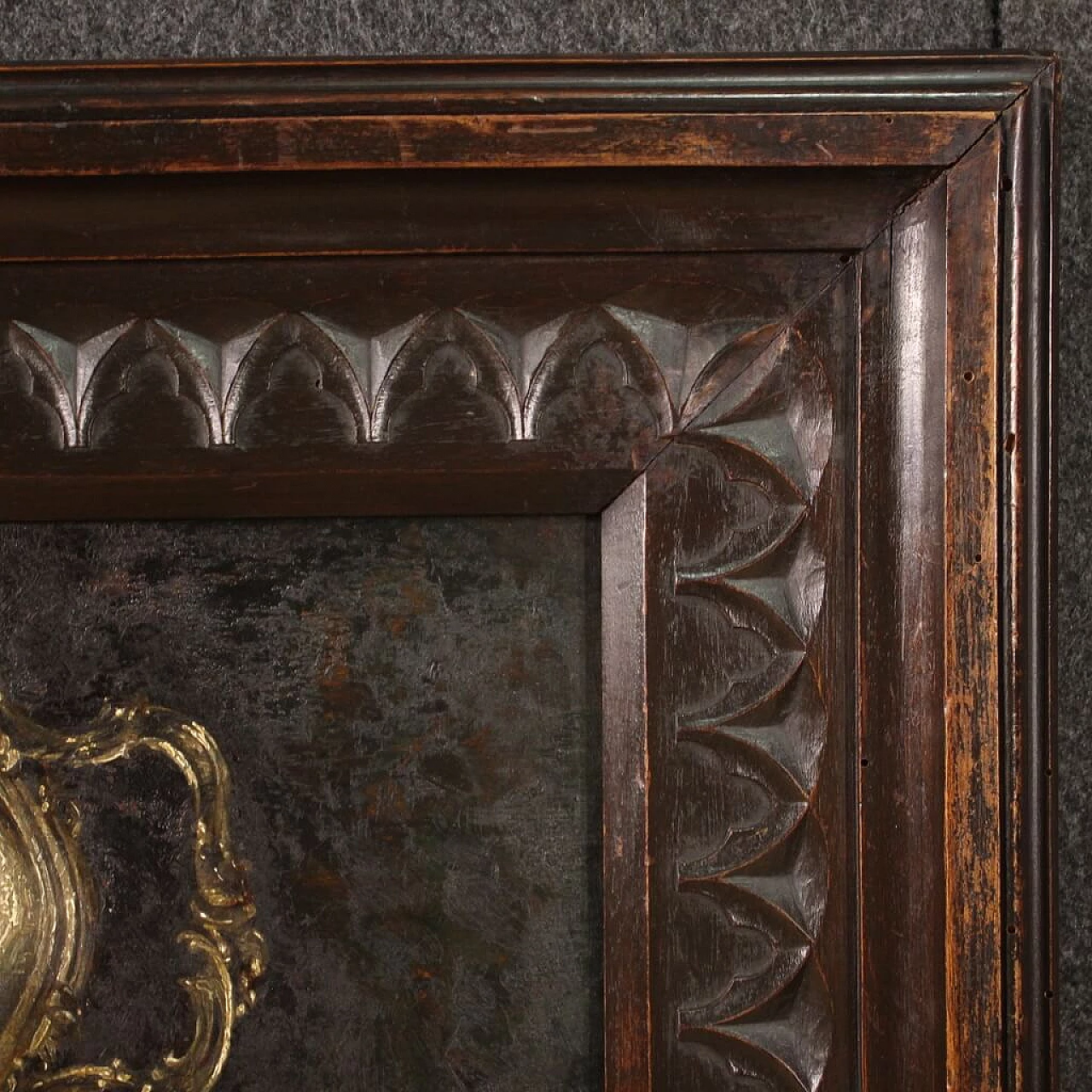 Still life with fruit, tray and wine glass, oil painting on panel 9