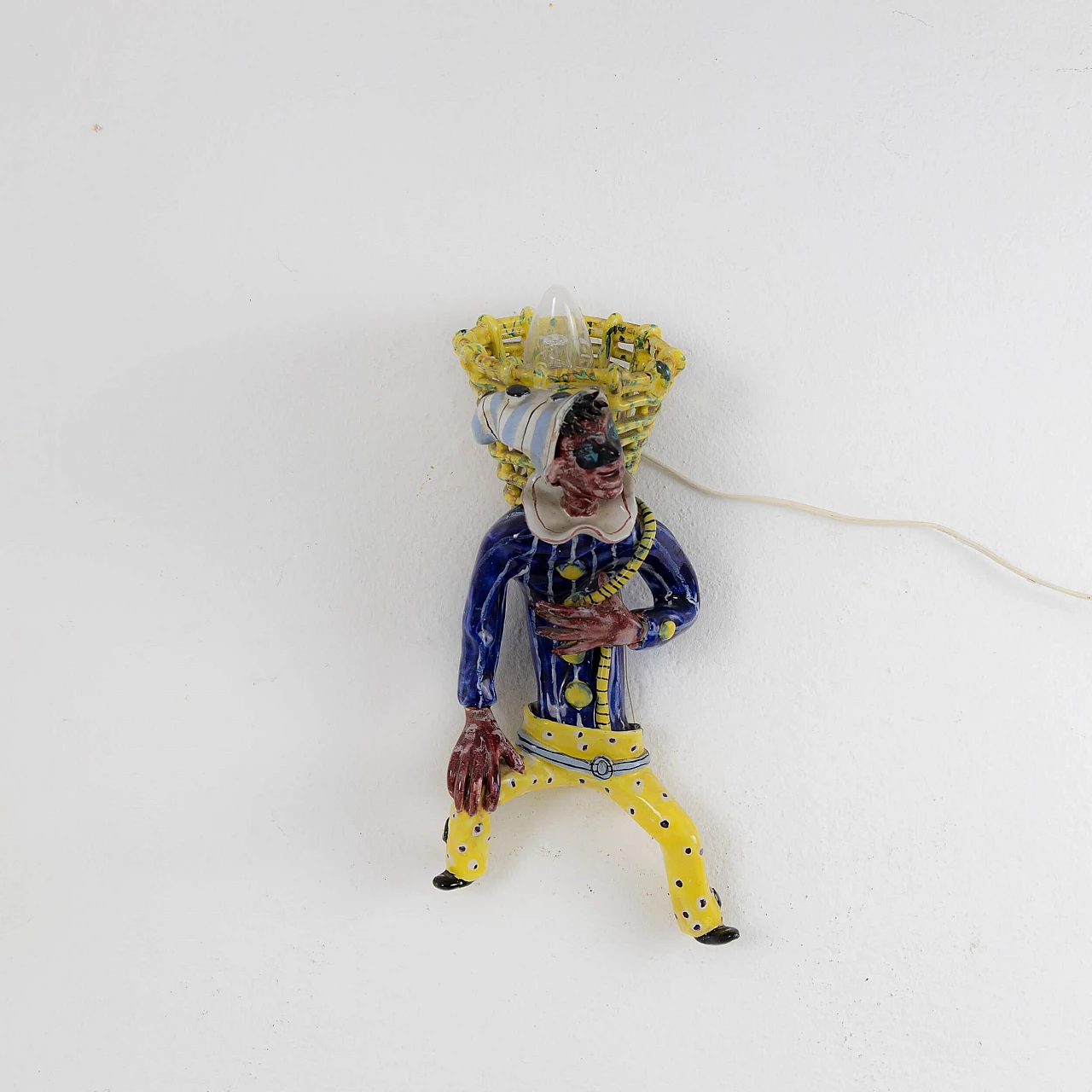 Lampada da muro Arlecchino in ceramica San Polo Italia, anni '80 1