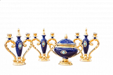 3 Faenza ceramic candelabra and vase, 1970s