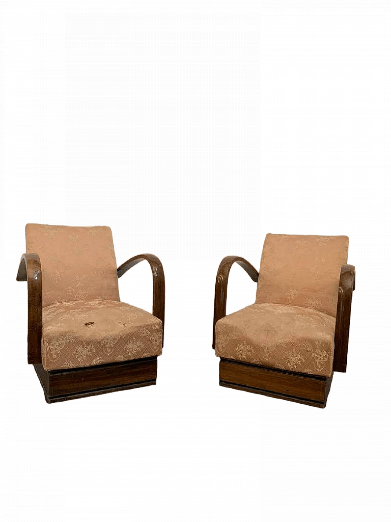 Pair of Art Deco armchairs with arched beech arms, 1930s 10