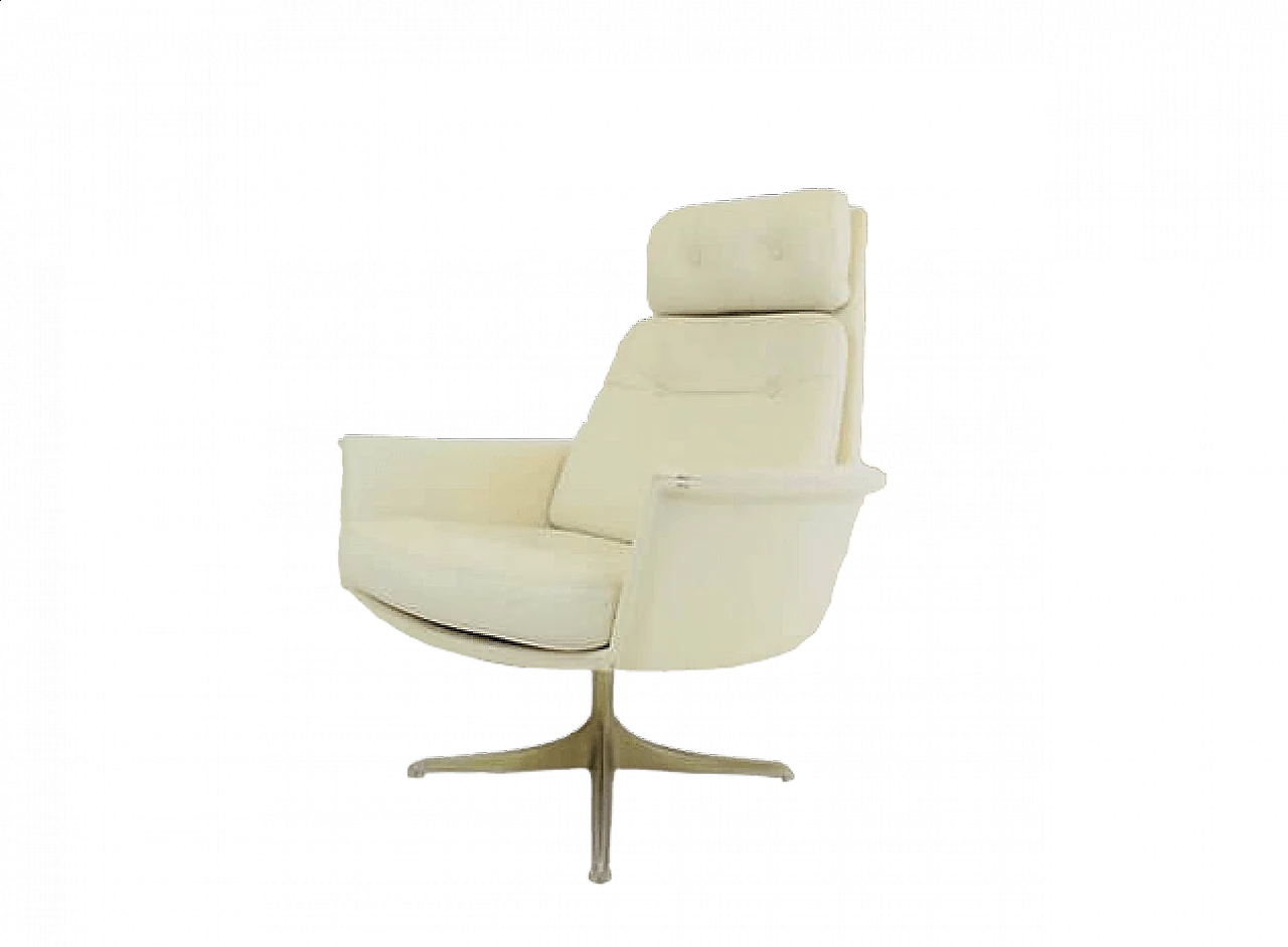 Ivory leather and aluminum armchair by Horst Brüning for COR, 1960s 16