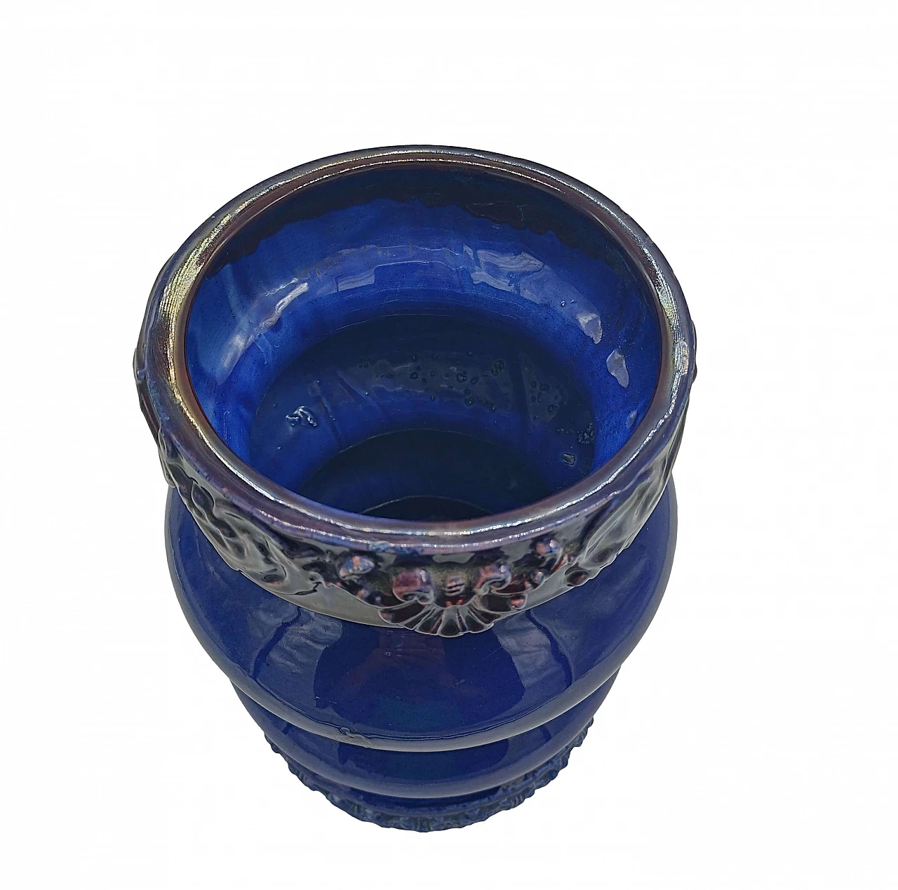 Blue glazed ceramic vase, 1970s 3