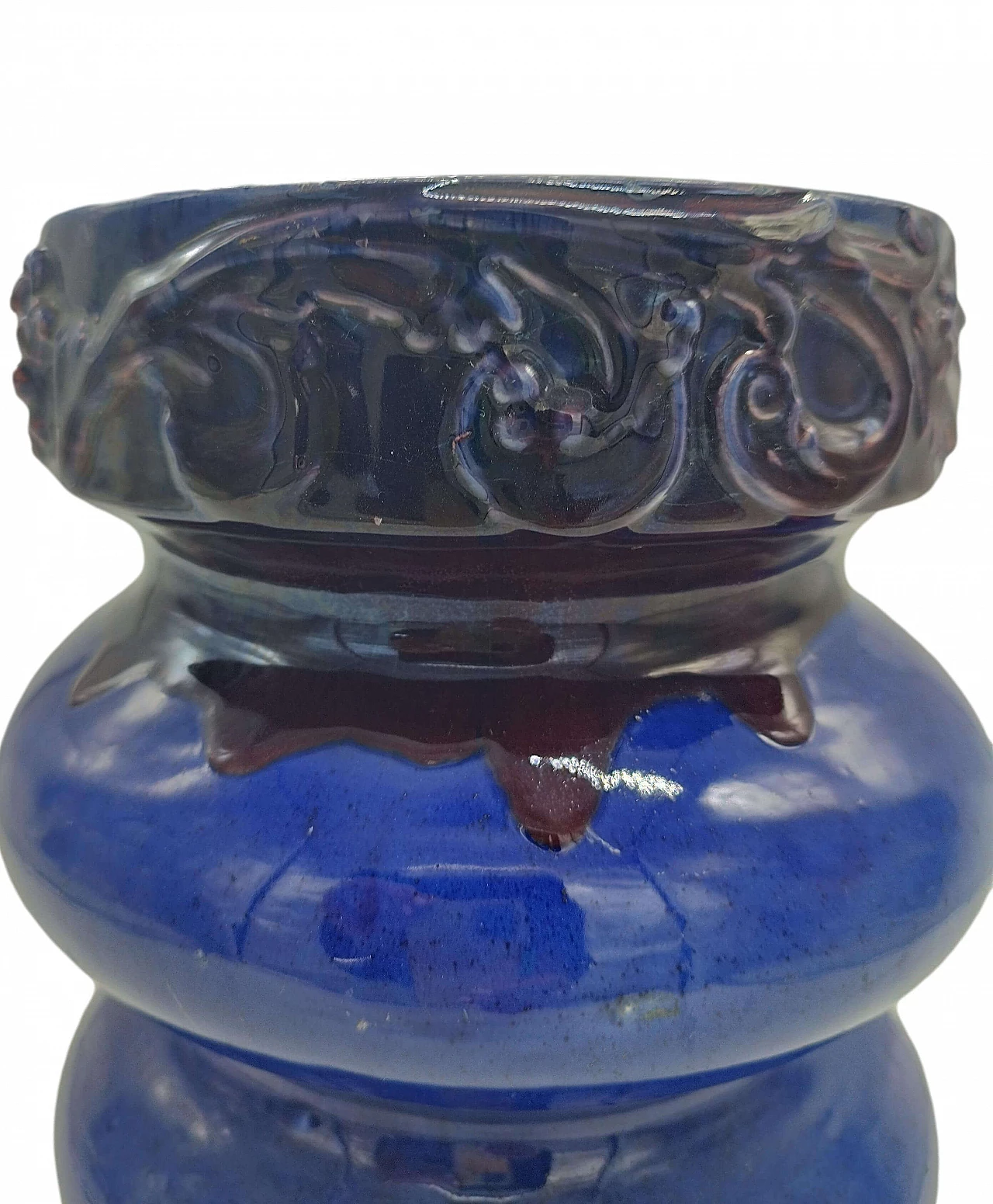 Blue glazed ceramic vase, 1970s 4