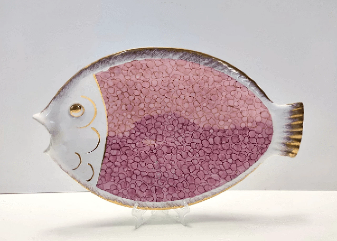 Svuotatasche in ceramica a forma di pesce di Rometti, anni '60 5